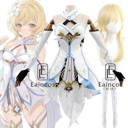 Anime Costumes Game Genshin Impact Traveler Lumine Cosplay Come Original Version Uniform Halloween Women Comes Full Set Z0301