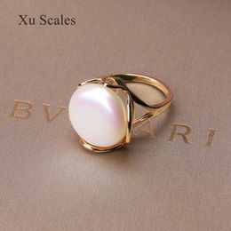 Cluster Rings Natural Freshwate 15-16mm Irregular Round Button Baroque Aurora White and Colourful Pearl Ring Retro 14K Gold Filled Jewellery G230228 G230307