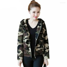 Women's Jackets 2023 Spring Woman Camouflage Long Sleeve Hooded Baseball Coat Female Loose Army Bomber Jacket Top Y1091