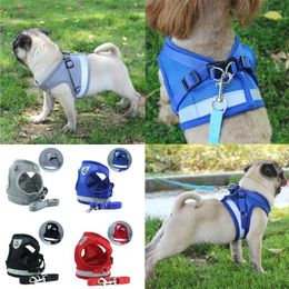 Dog Collars Cat Adjustable Mesh Harness Vest Walking Lead Leash Collar Chest Strap Harnesses For Puppy Dogs