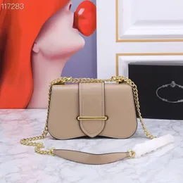 Fashion women's bag designer handbag versatile chain shoulder bag cowhide buckle accordion bag Xiaoqing new messenger bag horizontal square messenger bag