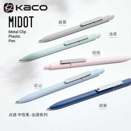 Gel Pens Kaco 6Colors Gel Pen Kawaii 05MM Black Ink Refill Ballpoint Stylo Press Rollerball School Office Stationery Caneta J230306