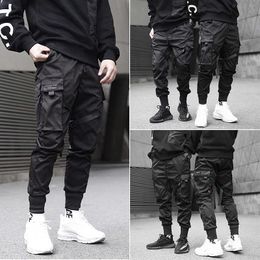 Men's Pants Harajuku Fashion Samurai Trousers Mens Casual Pants Men Fashion Streetwear Korean Ribbons Black Techwear Joggers Cargo Pants 5XL Z0306