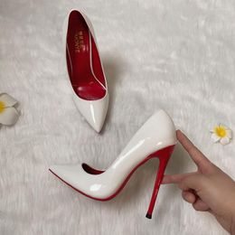 Dress Shoes Discount TOMONYE White Patent Leather Woman Lady Evening Party 12cm High Heel Ladies Pump Plus Big Size 46