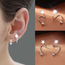 Charm Stainless Steel Spiral Twisted Lip Ring Tongue Piercing Heart Star Round Ear Cartilage Helix Piercing Stud Earring Jewelry Gifts G230307