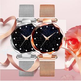 Wristwatches Women Watches Rose Gold Dial Magnetic Ladies Quartz Wristwatch Diamond Watch Romantic Design Gift Clock Zegarki Damskie X