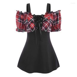 Casual Dresses Lace Up Black Checked Square Collar Mini Dress Vintage Plus Size Sleeveless Women Party Sexy Femme Streetwear