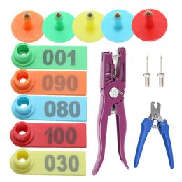 Other Household Sundries 100Pc Goat Ear Tag Card Sheep Pig Marker 2 Pliers Needle Clip Animal Identification Kit ger Livestock 230307