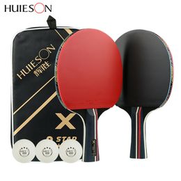 Table Tennis Raquets Huieson 3 Star 5 6 Racket 7 Layer Wood Rubber Double Sided Pimples In Ping Pong No Ball 230307