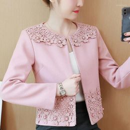 Women's Jackets Women 2023 Fashion Pink Lace Beding Coat Long Sleeve Plus Size Autumn Jacket Coats W934