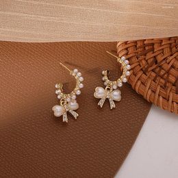 Stud Earrings Lolita Decorative Jewellery Gentle Wind Pearl Bow Full Diamond