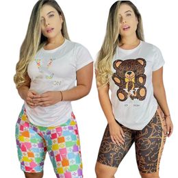 2024 Designer jogging suits brand tracksuits summer women outfits two piece sets Short sleeve T-shirt and print shorts Casual Fitness Sportswear Sweatsuits 9338-2