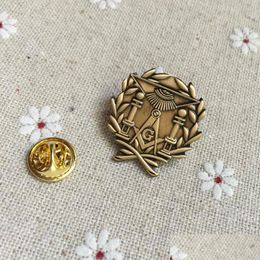 Pins Brooches 100Pcs Masonry Masonic Lodge Wreath Double Column Lapel Pin Gift Mason And Pins Badge Drop Delivery Jewellery Dhblh