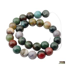 Crystal Natural Fancy Jasper 14Mm Round Beads For Diy Making Charm Jewelry Necklace Bracelet Loose 28Pcs Stone Indian Agate Drop Deli Dhtj6