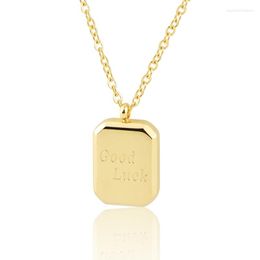 Pendant Necklaces Fashion Classic Stainless Steel Square Good Luck Necklace For Women Love Gifts Jewellery Wholesale