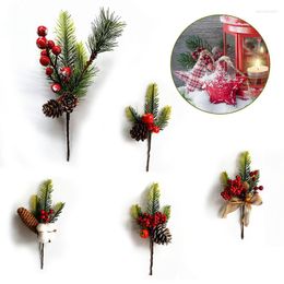 Decorative Flowers Mini Artificial Pine Needles Flower Stamen Branches Christmas Decor For Xmas Wedding Decoration DIY Gift Box Craft Fake