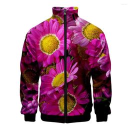 Men's Hoodies 3D Stand Collar Zipper Colorful Floral Clothes Jacket Unisex Hoodie