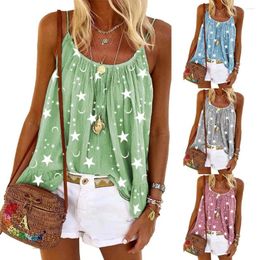 Women's Tanks Women Star Print Swing Vest Sleeveless Tank Top Ladies Cute Fashion Girls Strappy Flared Camisole Tops Shirt Suspenders