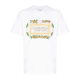 Casablanca Orange Gradient Print Cotton Classic Fashion T shirt Ink Printing Thick Soft Knitted Cotton Round Neck Short Sleeve Tee