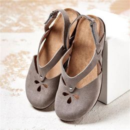 Sandals Women Summer 2023 Flat Shoes Retro Rome Samdals Hollow Out Casual Solid Colour Comfortable Beach Ladies