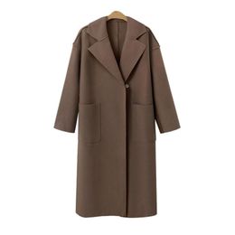 Women's Wool & Blends Plaid Women Coat Winter Faux Fur Warm Outwear Casual Mid- Long-coat Green One Button Loose Plus Size XL Long WomenWome