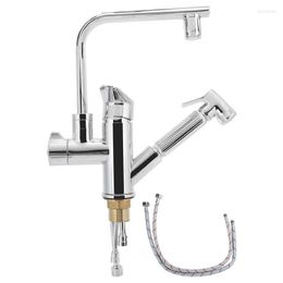 Bathroom Sink Faucets G1/2 Kitchen Faucet 360 Degree Rotating Cold Mixer Water Tap With LED Light Pull Down Sprayer