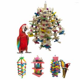 Other Bird Supplies Parrot Chewing Toy Blocks Knots Tearing Cage Bite For African Grey Macaws Cockatoos Medium Large