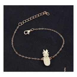 Anklets Lovely Hollowedout Threensional Pineapple Ankle Chain Alloy Fruit Drop Delivery Jewellery Dhr5M