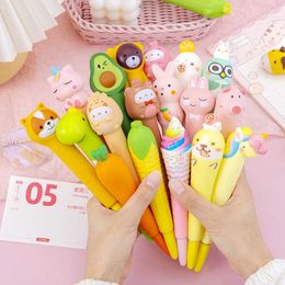 Gel Pens 05mm Kawaii Animals Stress Relieve Squishy Gel Pen Signature Squeeze Foam Pen Cute School Office Supplies Gift Stationery J230306