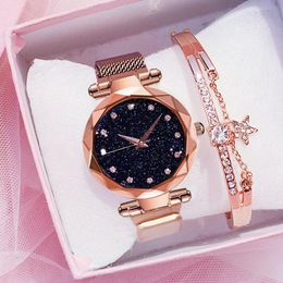 Wristwatches 2023 Luxury Diamond Women Watches For Ladies Magnetic Starry Sky Clock Female Quartz Wrist Watch Relogio Feminino Zegarek Damsk