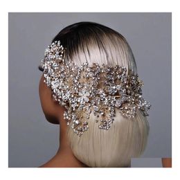 Headpieces Stunning Diamonds Bridal Crown Headwear Luxury Crystals For Women Gift Wedding Hair Accessories Cube Zircon Tiaras Jewelr Dh8Tv