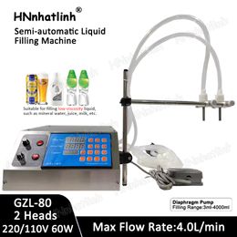Liquid Filling Machine Diaphragm Pump Bottle Tube Vial Perfume Mineral Water Juice Oil Electric Digital GZL-80 With 2 Heads