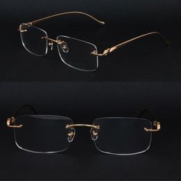 Latest Fashion Rimless Metal Frames Myopic Eyewear Men Woman 0046O Large Square Eyeglasses Male and Female 18K Gold Optical Size 57-18-135MM