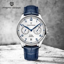 Wristwatches PAGANI DESIGN 41MM Pilot Watch Sapphire Glass Power Reserve Automatic Mechanical Watches Mens Stainless Steel Waterproof Clock 230307