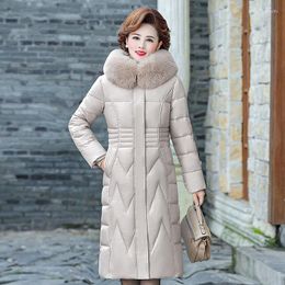 Women's Trench Coats Parkas Long Slim Fur Coat Hooded Winter Down Big Pocket Windproof Jacket Oversized Cotton Padded