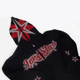 Men's Hoodies Sweatshirts Sweatshirt Full zip Hip Hop Star Alphabet Hooded Jacket Oversize Women's Coat Y2K Clothes Unisex 230306