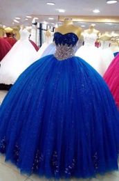 Quinceanera Dresses Princess Sweetheart Crystal Royal Blue Ball Gown with Lace-up Plus Size Sweet 16 Debutante Party Birthday Vestidos De 15 Anos 20