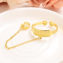 Bangle Dubai African Gold Stamp Bangles Arabic Jewellery For Kids Copper Baby Bracelets With Ring Child Gifts