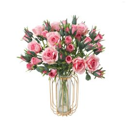 Decorative Flowers 5 Head Korean Roses Artificial For Home Decoration Wedding Bouquet Bride High Quality Fake Flower Faux Living Room