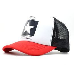 Summer Five-Pointed Star Mesh Cap Couple's Hip Hop Letter Baseball Cap Sports Mesh Breathable Peaked Caps