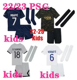 23 24 PSGs camisas de futebol MBAPPE Maillots camisa de futebol 23 PSGs kit infantil conjunto com meias uniforme enfants maillot de foot