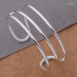 Bangle Classic High-Quality AB130 Lucky Silver Plated Charm Bracelets For Women Fashion Jewelry Three-wire Arc Ambajdia
