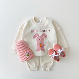 Clothing Sets Autumn Arrival Sports Set Children Girls Comfortable Bear Solid Pullover Sweatshirts Loose Cotton Pants Boy Casual Suit 230307