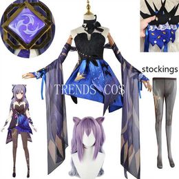 Anime Costumes Game Cosplay Genshin Impact Keqing Anime New Skin Game Suit Gorgeous Sexy Ke Qing Genshin Dress Wig Outfits Comic Con Halloween Z0301