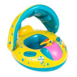 Baby Swimming Pool Floats With Canopy Water Floating Infant safety Seat Ring Buoy Toddler Swim Training Aids Kids Swimming Float