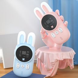 Toy Walkie Talkies Portable Handheld Rabbit Shape Talkie Outdoor Radio Transceiver Interphone for Kids 1km Range LCD Screen 230307