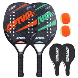 Tennis Rackets OPTUM FLEX Carbon Fibre Beach Tennis Racket Set 2 Rackets 2 Balls and 2 Cover Bags 230307