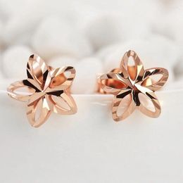 Stud Earrings Classic 585 Purple Gold Plated 14K Rose Shining Star Ear Studs Elegant And Delicate For Women Evening Jewellery