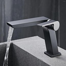Bathroom Sink Faucets Black Faucet Piano Appearance Design Single Handle Cold And Double Control Waterfall Water Basin