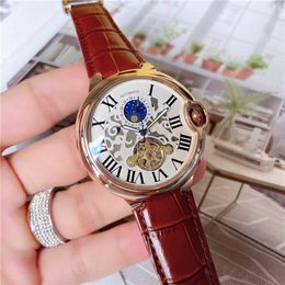 Fashion Full Brand Wrist Watches Men Style Automatic Mechanical Luxury Leather Strap Clock CA 92